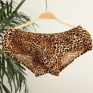 Onderbroek Mode Mannen Goed Uitziende Ondergoed Luipaard Print Boxer Briefs Lage Taille Ardennen Pouch Jockstrap Sexy Ademend Lingerie Slipje