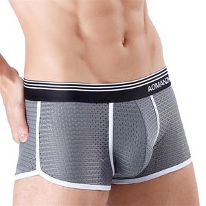 Caleçon mode sous-vêtements Boxer hommes respirant maille hommes boxeurs mâle Sexy culotte coton hommes body troncs pantalon