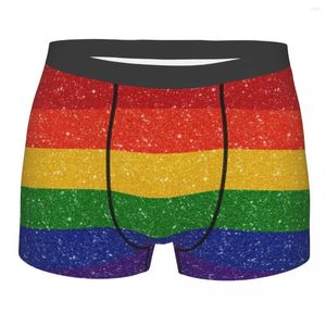 Onderbroek Faux Glitter Rainbow Pride vlag ondergoed Sexy Breathbale LGBT Gay lesbian Boxer Briefs Shorts Santies zacht voor mannelijk