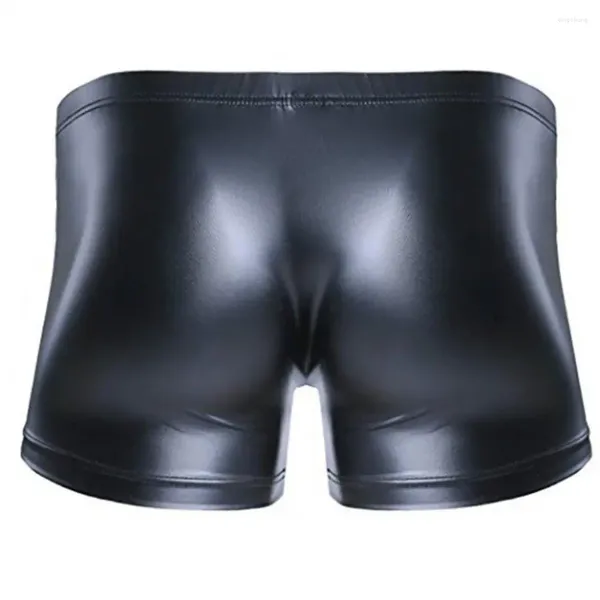 Sous-vêtements Faux Cuir Shorts Slips Taille basse Taille élastique Boutons élégants pour hommes Placket Poche convexe en U pour un