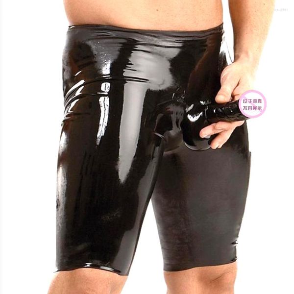 Slip fétiche hommes sous-vêtements en cuir verni pantalon en Latex exotique Sexy Lingerie discothèque collants adulte
