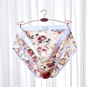 Slip motif floral hommes slip Sexy taille basse dentelle slips transparent respirant sous-vêtements masculins intimes