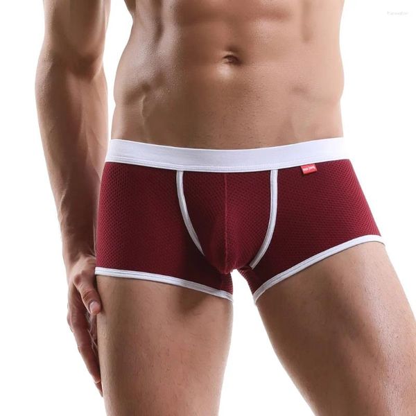 Calzoncillos de cuatro estaciones para hombre, ropa interior sexy, boxers de malla, transpirable, cómodos, pantalones elásticos de nailon suave, Boxer Cueca Masculina