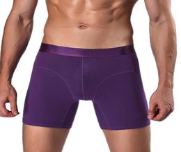 Sous-pants Four Seasons Men039s Soft Boxer Shorts Long Ice Silk Briefs usure résistant Color Solid Color9893467