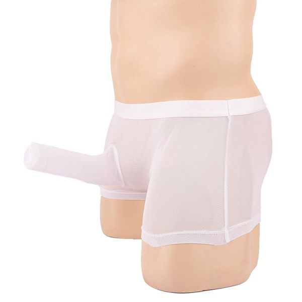 Slip Fun Culotte Homme Ultra-mince Sous-Vêtements Sexy Boxers Shorts Éléphant Nez JJ Soie Transparent Maille Ceinture Hommes Pantalon