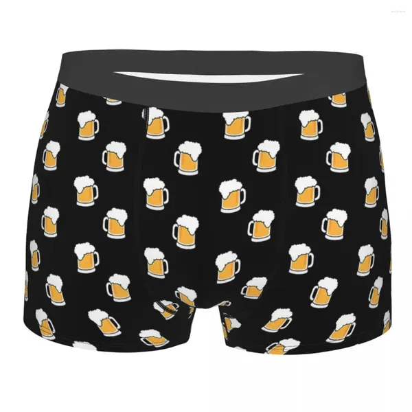 Calzoncillos divertido boxer cerveza espuma patrón pantalones cortos bragas calzoncillos hombres ropa interior niños amante transpirable para homme más tamaño