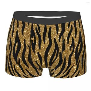Calzoncillos Bóxer divertido, pantalones cortos de tigre con purpurina negra y dorada, calzoncillos, ropa interior transpirable para hombre de talla grande