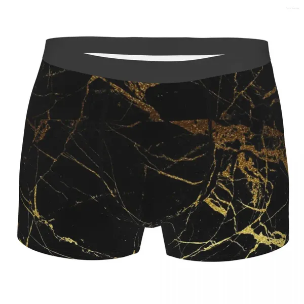 Caleçon drôle Boxer Shorts culottes hommes marbre de noir et or sous-vêtements respirant pour homme grande taille