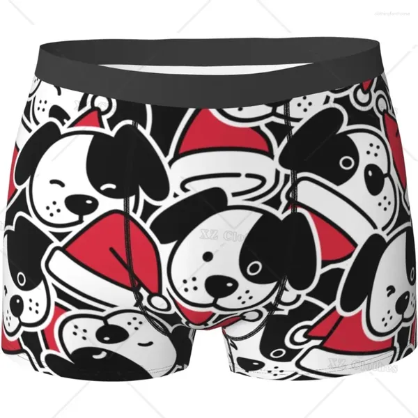 Calzoncillos Perro Divertido Con Sombrero De Navidad Ropa Interior Para Hombres Calzoncillos Boxer Ligera Elasticidad Pantalones Cortos Masculinos Novedad Regalo Elegante Para Hombres Niños