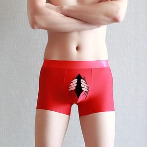 Onderbroek Funny Men Underwear Ice Silk Boxers Shorts Fashion Cute Spoof Trunk Plus Size Male slipjes Liefhebbers Gift Boxer Hombre Boys