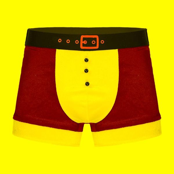 Slip Gay Hommes Culotte Sous-Vêtements Taille Basse Slip De Noël Velours Boxers Sissy Lingerie Boxer Bulge Pouch ShortsUnderpants