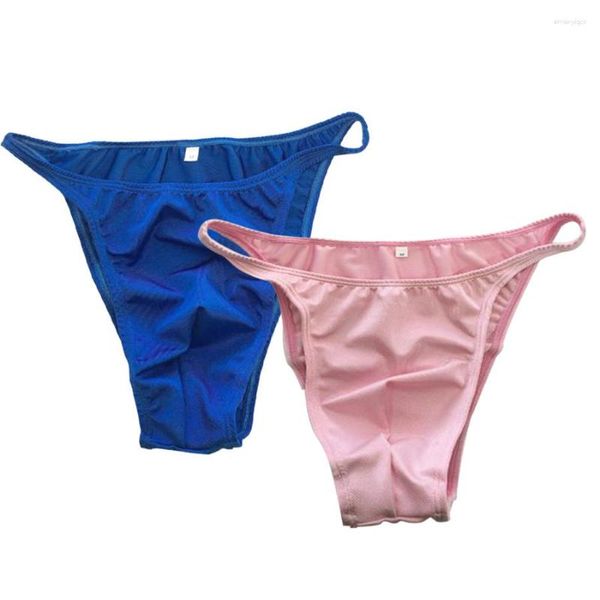 Caleçon Gay hommes sous-vêtements String Bikini poche taille basse slips pénis Polyester Spandex Sexy hommes Jockstrap