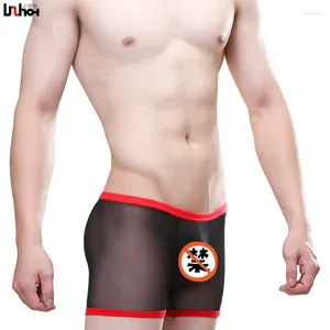 Calzoncillos gay que sobresalen shorts boxer sexy chicos transpirables transparente alto malla elástica ARO pantalones para hombres