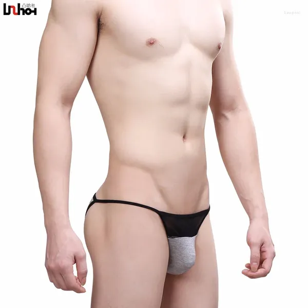 Calzoncillos gays sexy micro calzoncillos para hombres absorbente de sudor divertido cinturón delgado deportes tenedor alto cadera estrecha bragas cómodas ropa interior