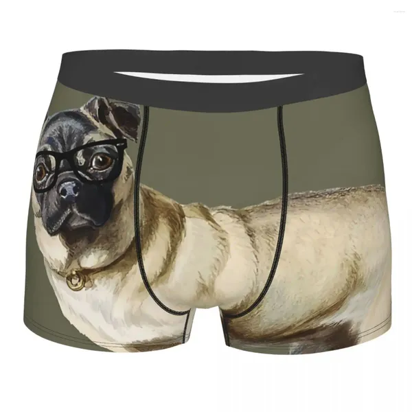 Caleçons lunettes chien Hipster carlin homme Boxer slips Animal très respirant haute qualité cadeaux d'anniversaire