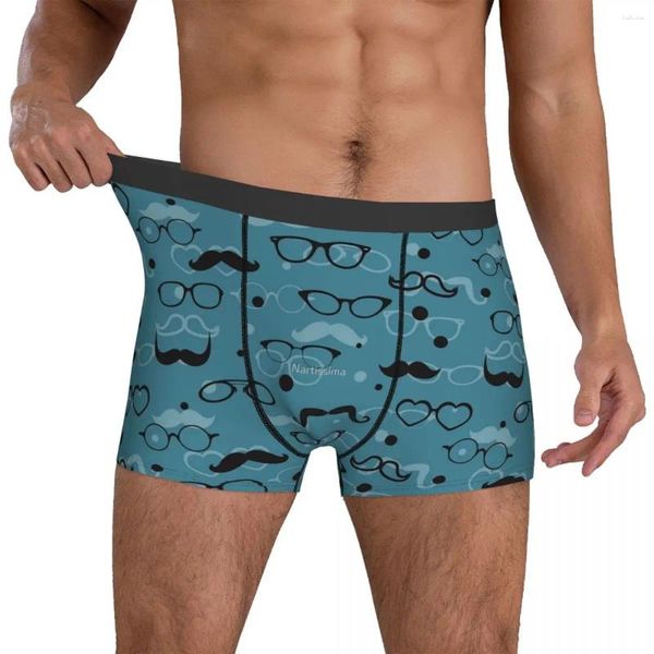 Calzoncillos con estampado de gafas, ropa interior Hipster con elementos, calzoncillos tipo bóxer suaves estampados, calzoncillos Trenky de gran tamaño