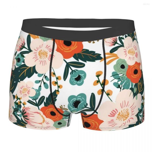 Calzoncillos Verde Rojo Verano Flor Algodón Bragas Pantalones cortos Boxer Calzoncillos Ropa interior masculina Cómoda