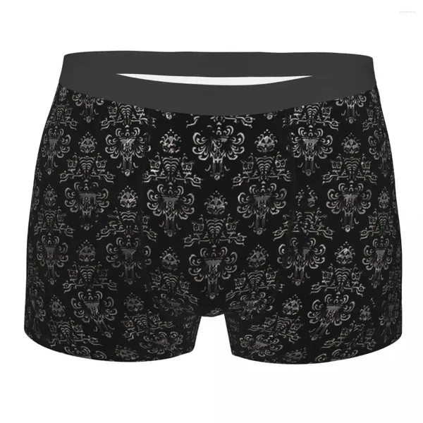 Caleçons Haunted Mansion Papier peint Noir et argent Culottes Shorts Boxer Slips Sous-vêtements pour hommes Ventiler