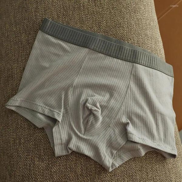 Sous-vêtements haute élasticité sous-vêtements pour hommes Boxer slips doux taille moyenne élastique rayé boxeurs pour hommes évacuant l'humidité anti-septique rapide