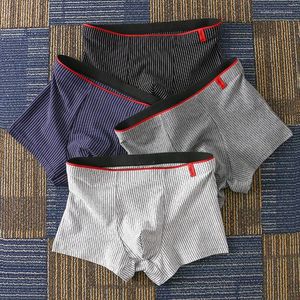 Onderbroeken Hoogwaardig zakelijk gestreept stretchkatoen Herenslips Platte hoek Ademend Comfort Effen kleur Eenvoudige boxershorts
