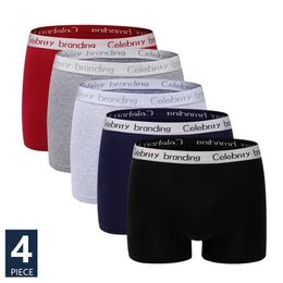 Caleçons de haute qualité Boxer Shorts hommes 4 pièces sous-vêtements doux boxeurs coton hommes solide grande taille confort marque 230824