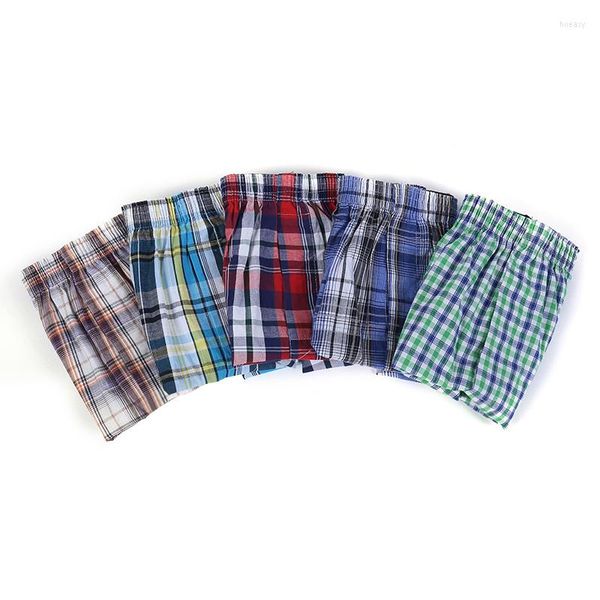 Calzoncillos Boxer de marca de alta calidad para hombre, pantalones cortos de algodón tejido, cuadros clásicos, calzoncillos masculinos, sueltos, transpirables, de gran tamaño, 4 Uds.