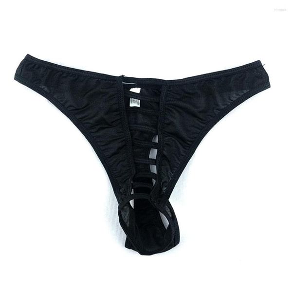 Calzoncillos de alta calidad para hombre, ropa interior Sexy de red, calzoncillos con entrepierna abierta, Tanga, Tanga en la espalda, naranja, negro, amarillo, verde y azul