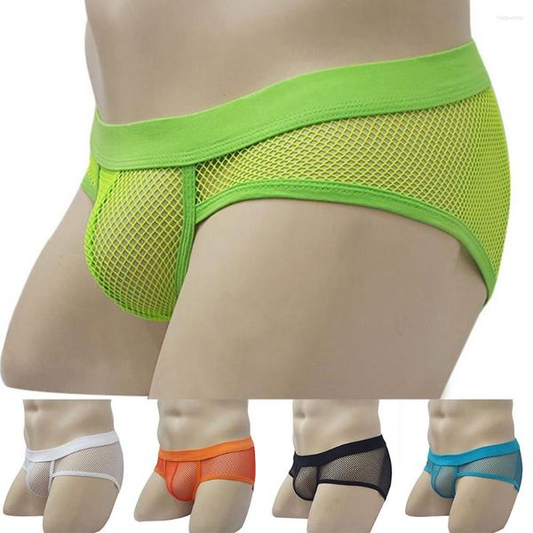 Sous-vêtements de haute qualité sexy hommes pure maille transparente respirante jeune bikini slips sous-vêtements confortables vert