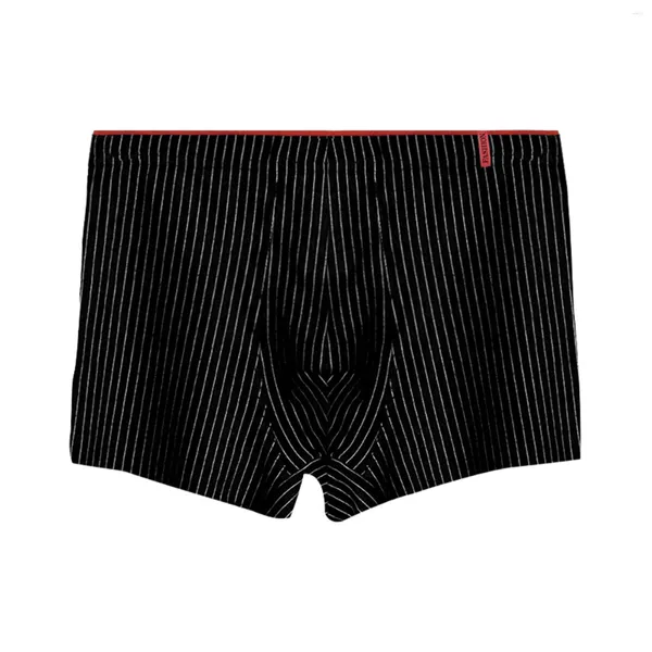 Calzoncillos Boxers de cintura alta para hombre, bragas de cuatro esquinas a rayas, calzoncillos transpirables para Hombre, Boxer con sensación desnuda, Ropa elástica para Hombre