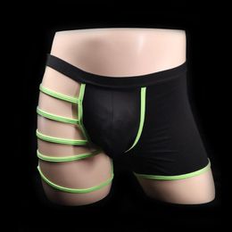 Underpants Hollow Out Boxer Shorts Heren Sexy Ondergoed Cross Strap Heren Boxers Mid Rise Slips Ademend Slipje Erotisch