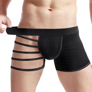 Onderbroek uitgehold mannen erotische boxershorts sexy shorts u bolle zakje ondergoed comfort trunks ademende mannelijke lingerie
