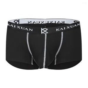 Sous-pants Home Wear Sleep Boxer Brief Lingerie Sous-vêtements Shorts entrejambe Couleur Couleur Spandex Men Pouchette