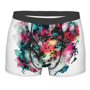 Onderbroek Hot Boxer Wolf Aquarel Dier Wild Shorts Slipje Slips Heren Ondergoed Zachte Onderbroek voor Homme S-XXL 24319