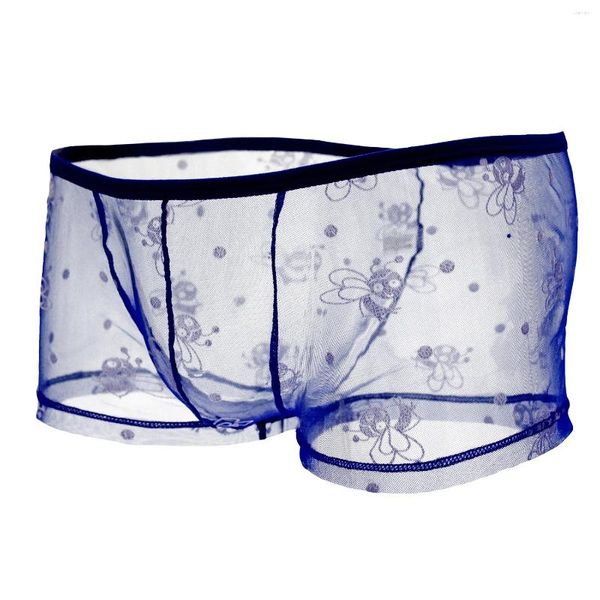 Sous-vêtements Howe Ray Marque Hommes Boxers Transparent Sexy Mens Dentelle Floral Shorts Boxer Culotte Mesh Gay Cueca