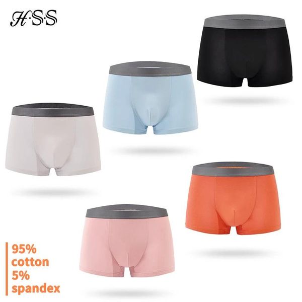 Sous-pants HSS Coton sous-vêtements Men Boxers 3pcs / Lot Fashion saine Soft Male Under Lingerie Sous-pants Morandi Color 3xl 4xl 5xl