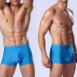 Caleçon Glace Soie 3D Haute Flexible Confortable Style Hommes Super Mince Boxer Pantalon Shorts Sous-Vêtements À Séchage Rapide Blanc 8031