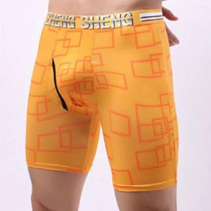 Sous-pants Ice Silk Longg jambe Mentes Mentes Mentes sous-vêtements Gym Sports Boxer Brief