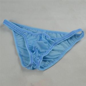 Sous-vêtements en soie glacée pour hommes, sous-vêtement bikini, slip translucide sexy, short triangulaire, confortable, taille basse, culotte masculine