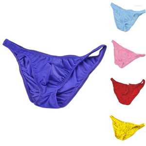 Calzoncillos de seda de hielo para hombre, ropa interior de Bikini, bragas masculinas de cintura baja, calzoncillos translúcidos para hombre, pantalones cortos triangulares