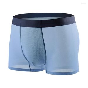 Caleçon Glace Soie Hommes Boxeurs Ventilation Respirant Cool Mince Short Culotte Sexy Sous-Vêtements Hombre Calcinha Gay Bermudes