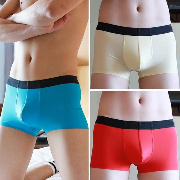 Sous-vêtements Ice Soie Hommes Sexy Pouch Boxer Slips Sous-vêtements sans couture Mâle Haute Élasticité Stretch Slips Shorts Trunks Garçons Confortables