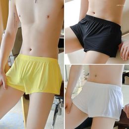 Caleçons Boxer en soie glacée pour hommes, doux, extensible, confortable, respirant, sous-vêtements, boxeurs, culottes amples et fraîches, vêtements de nuit pour la maison