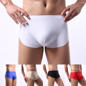 Slip Ice Silk Underwear Men Bulge Pouch Tight Boxers Boxer sans couture Briefs Thin Stretch Respirant Penis U-Convex Panties