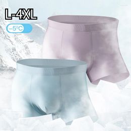 Caleçon Ice Silk Underwear Homme 5A Antibactérien Sexy Boxer Short Respirant Sans Couture Gay Boxershorts Ultra-mince Culotte Plus La Taille