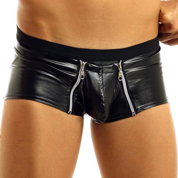 Caleçon IEFiEL Mens Gay Sissy Culotte Slip Homme Lingerie Jockstraps Zipper Bulge Pouch Fetish Boxer Shorts Sous-Vêtements Sexy UnderpantsUnde