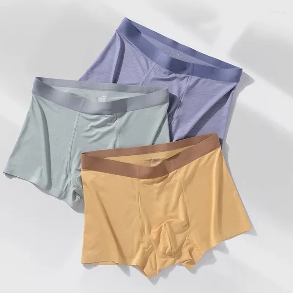 Calzoncillos estilo japonés color sólido modal boxer shorts para hombre gasa rayas contraste ropa interior sin costuras