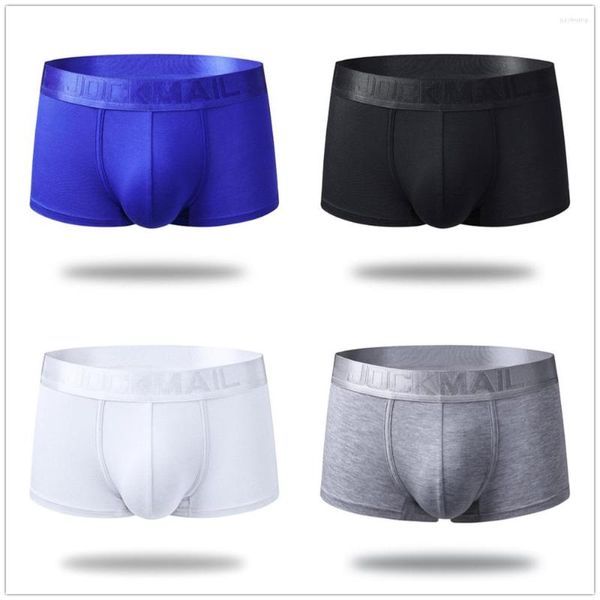 Calzoncillos JOCKMAIL 4PCS / Lot Hombres Ropa interior Boxer Shorts Trunks Modal Sexy Boxers U Convex Man Gay Male Bragas