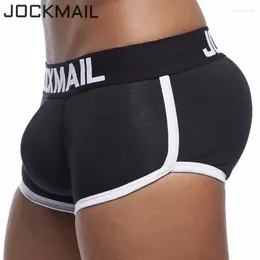Sous-pants Jockmail Brand Gay Mens Sous -wear Boxers Pouche Front Sexy Push Up Cup Bulge Amélioration et arrière Hip Améliorez les fesses en bas