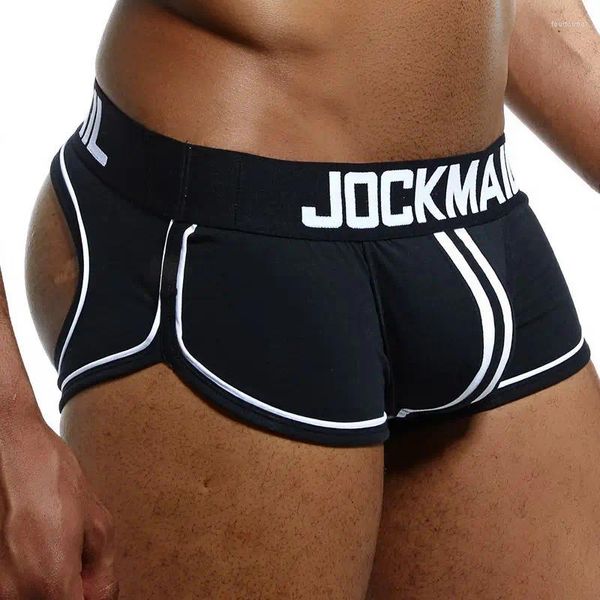 Sous-vêtements JOCKMAIL Marque Hommes Dos Ouvert Sous-Vêtements Jockstrap Sexy Sissy Culotte Sans Fond Boxer Shorts Coton Dos Nu Gay