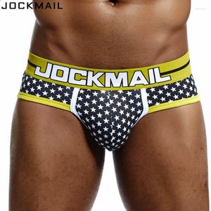 Sous-pants jockmail marque hommes sous-vêtements slipts coton étoiles imprimées homosexuelles calzoncillos hombre glissade